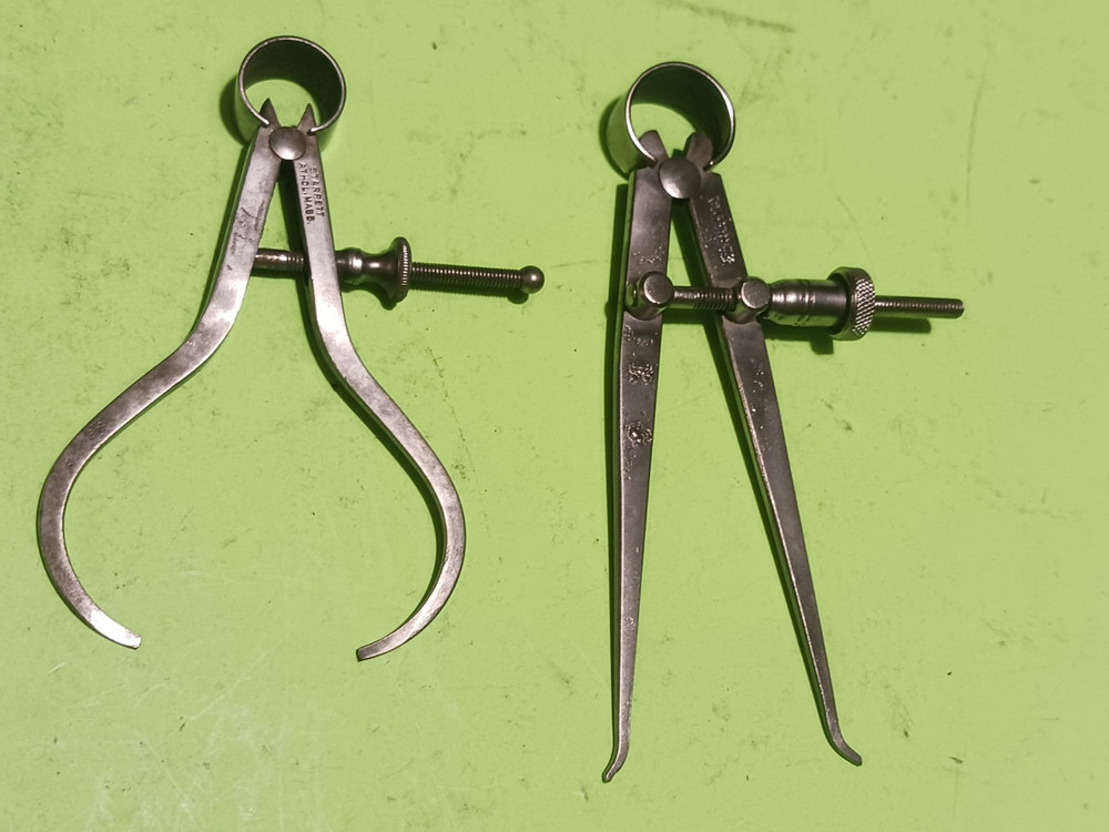 VTG Starrett 2pcs 4" Inside Spring Flat Leg & 3" Flat leg Outside Spring Caliper