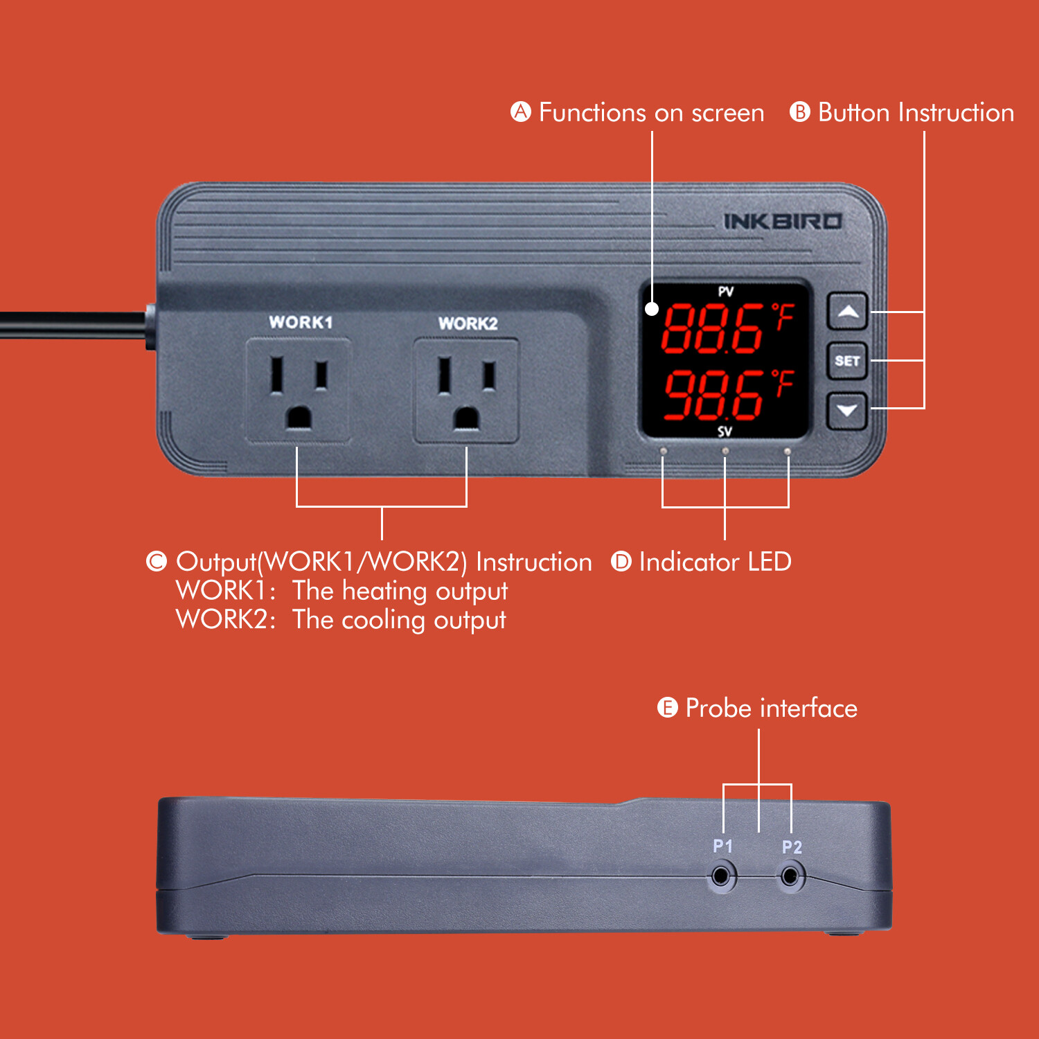 1800W Temperature Controller Humidity Control ITC-608T Seed Germination Brewing