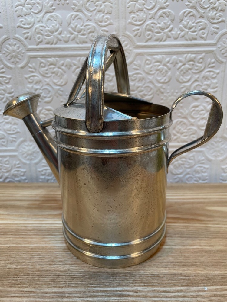 CHARMING small Antique Silver Plate Watering Can