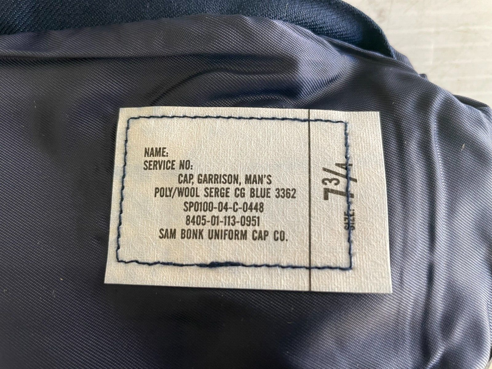 UNISSUED USCG COAST GUARD BLUE SEAMAN'S GARRISON CAP 7 3/4 (NIB)