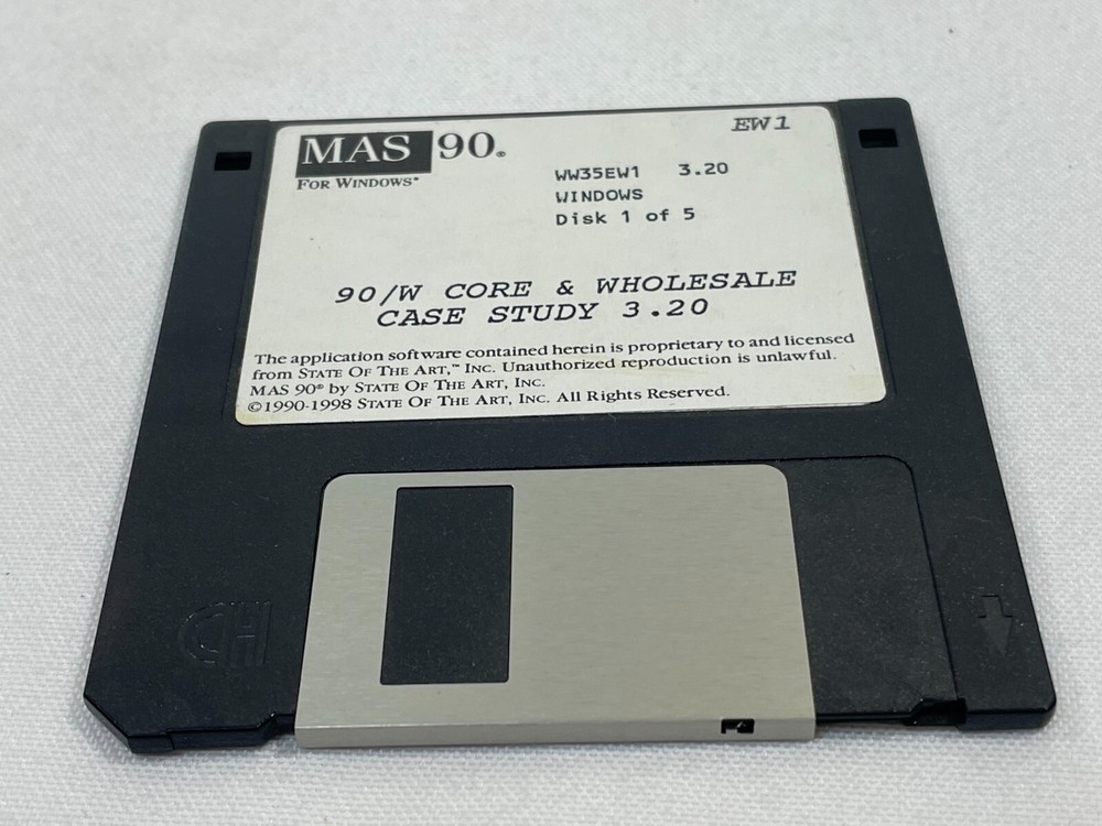 Vintage 1998 MAS90 for Windows [Disk 1 of 5 ONLY] Floppy Software PC Computer