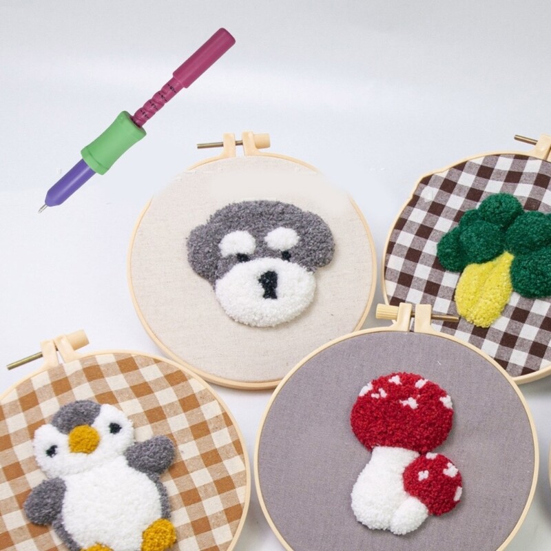 Adjustable Embroidery Pen with 2.2mm Needle Tip and Threader Punching Needle Set