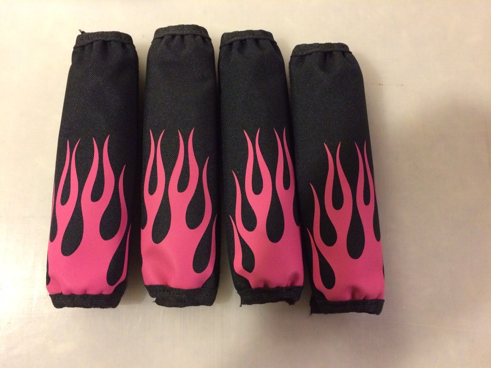 Quarter Midget Shock Covers by Shox Skinz - Black with Pink Flames