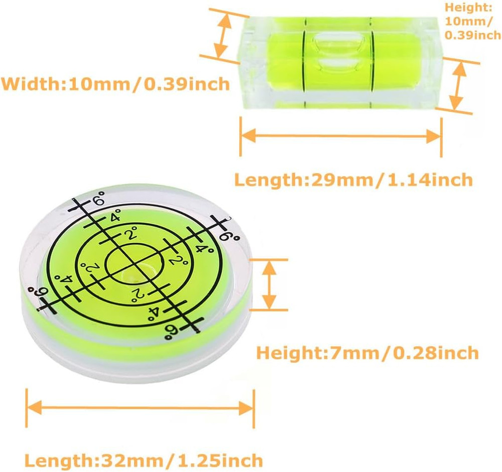 8Pcs Small Bubble Spirit Level Mini Square Levels Measuring Tools for Balancing