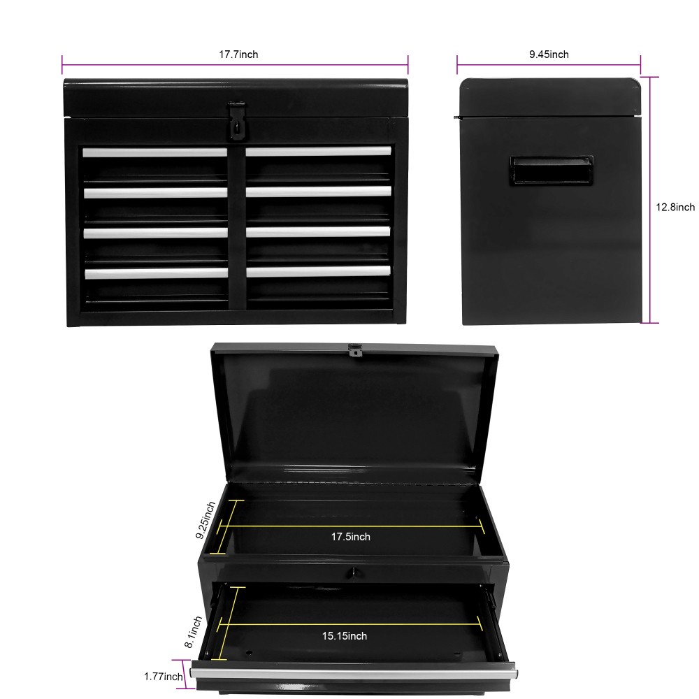 Rolling Tool Chest Box with 5-Drawer Sliding Detachable Top & Adjustable Shelf