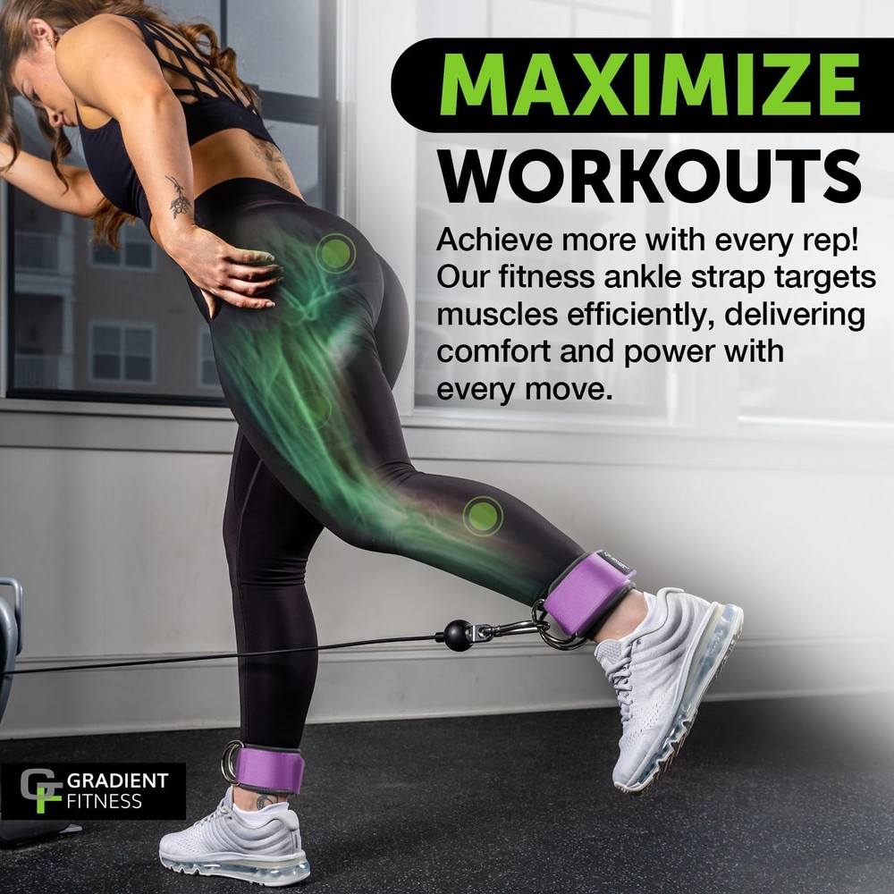 Gradient Fitness Ankle Straps (2 Pack) | Ankle Strap for Cable Machine, Ankle...
