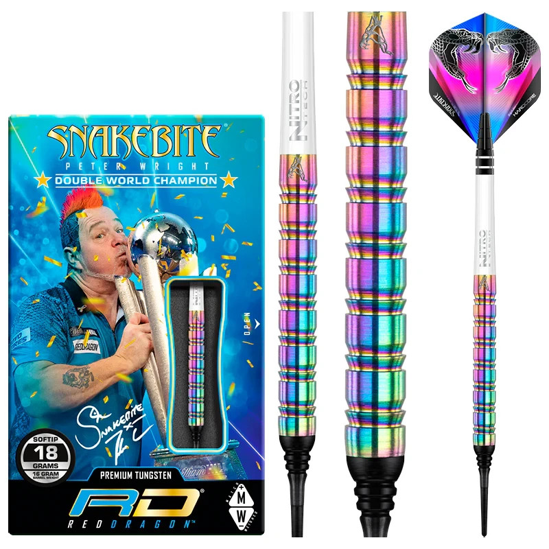 Red Dragon Peter Wright Snakebite 1 85% Tungsten Soft Tip Darts - 18 grams
