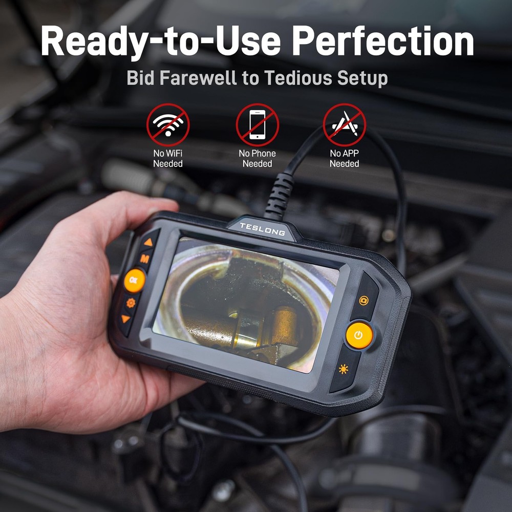 Teslong Endoscope Borescope with Light, Snake Inspection Camera for Automotiv...