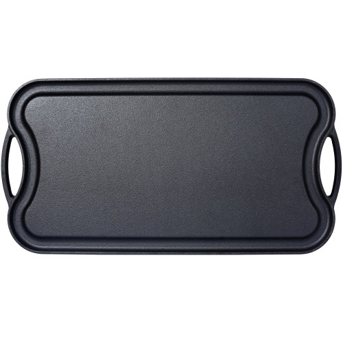 Pre-Seasoned Cast Iron Reversible Rectangular Grill/Griddle, Black,20inch x 10in