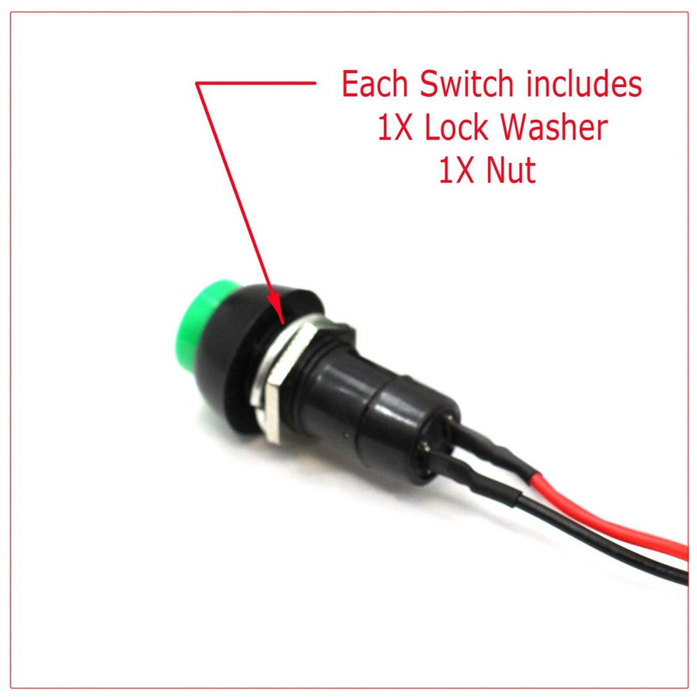 12mm 12V 5Amp Mount Push Button Lockless Momentary ON/OFF Wired Cabled Switch