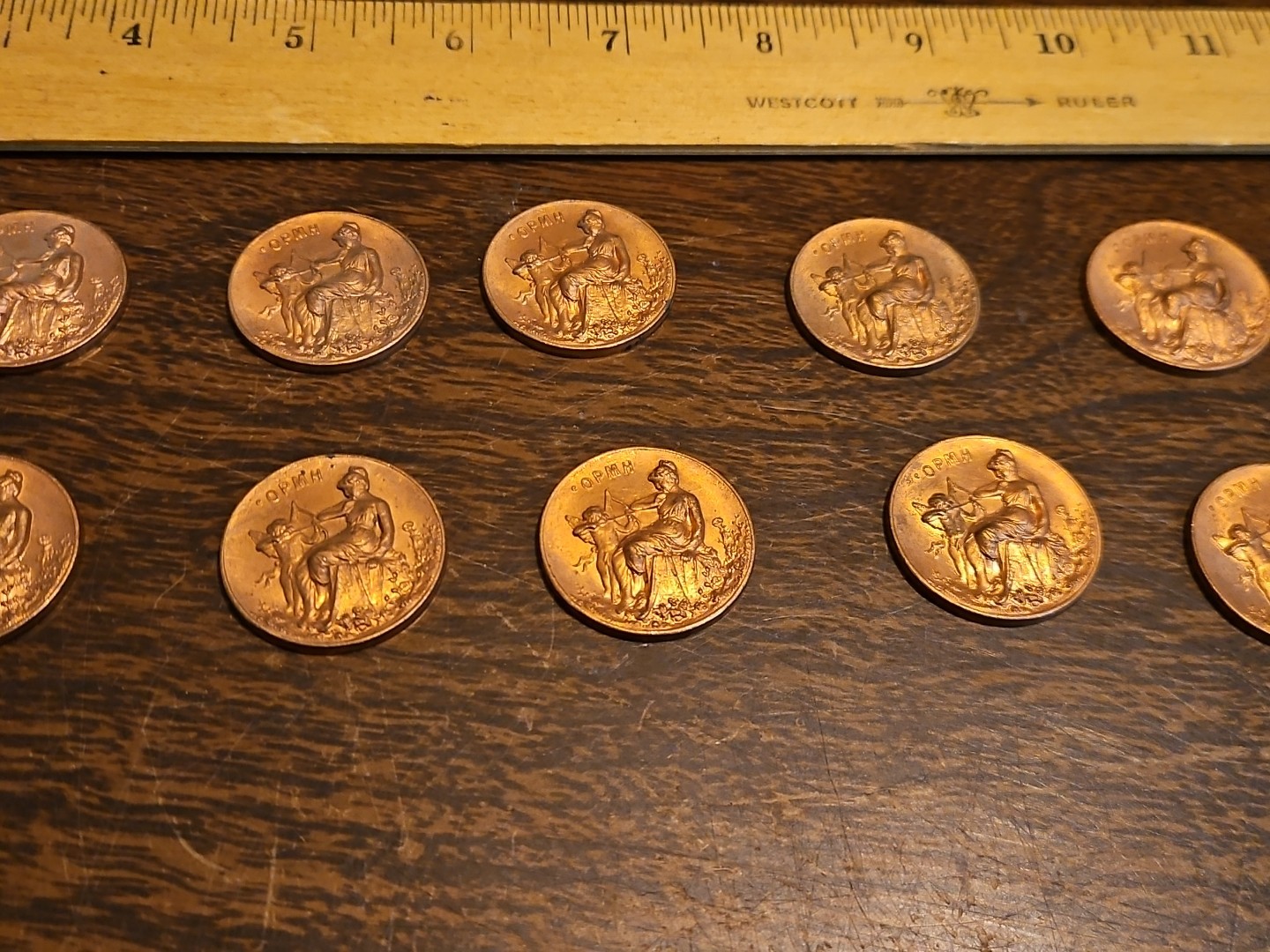 Lot Of 10 Angel CoinPendant France Vintage 60s Brass Stampings Findings Jewelry