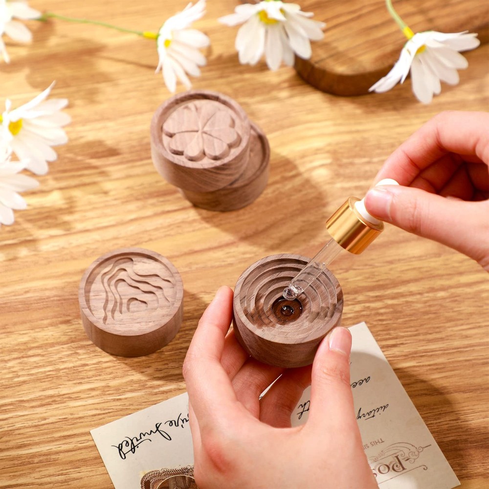 Zhehao 4 Packs Wood Essential Oil Diffuser Small Passive Diffusers Brown