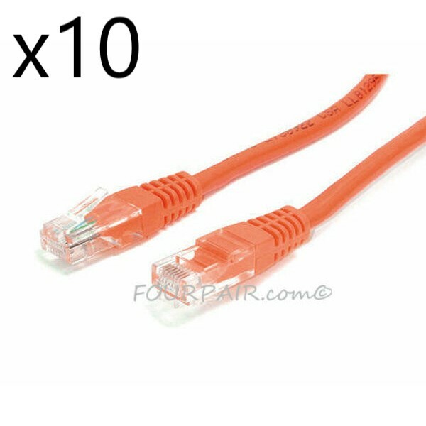 10 Pack Lot - 3ft CAT5e Ethernet Network LAN Router Patch Cable Cord Wire Orange