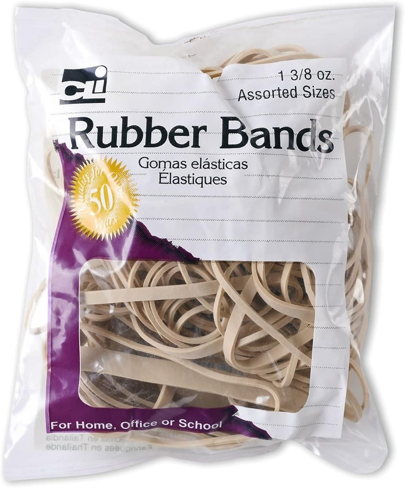 Versatile Amber Rubber Bands, 1.375 oz, Assorted Sizes - Perfect for All Needs