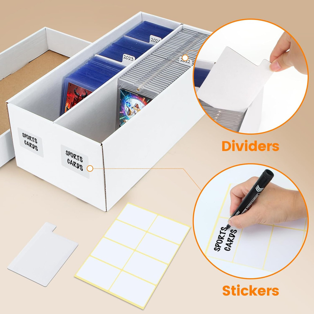2 Pack Trading Card Storage Box - 2 Rows Divided Cardboard Case, Compatible with