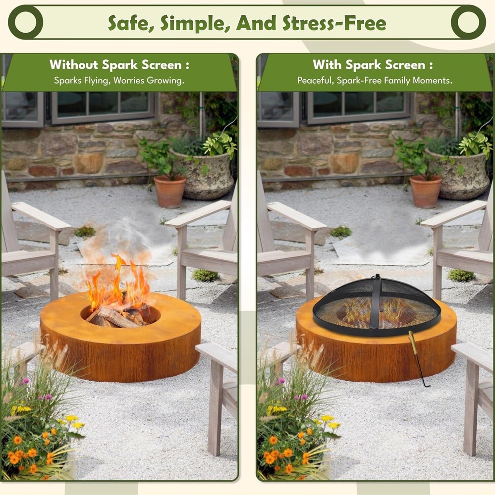 FEBTECH 18 Inch Fire Pit Spark Screen for Solo Stove Bonfire Accessories