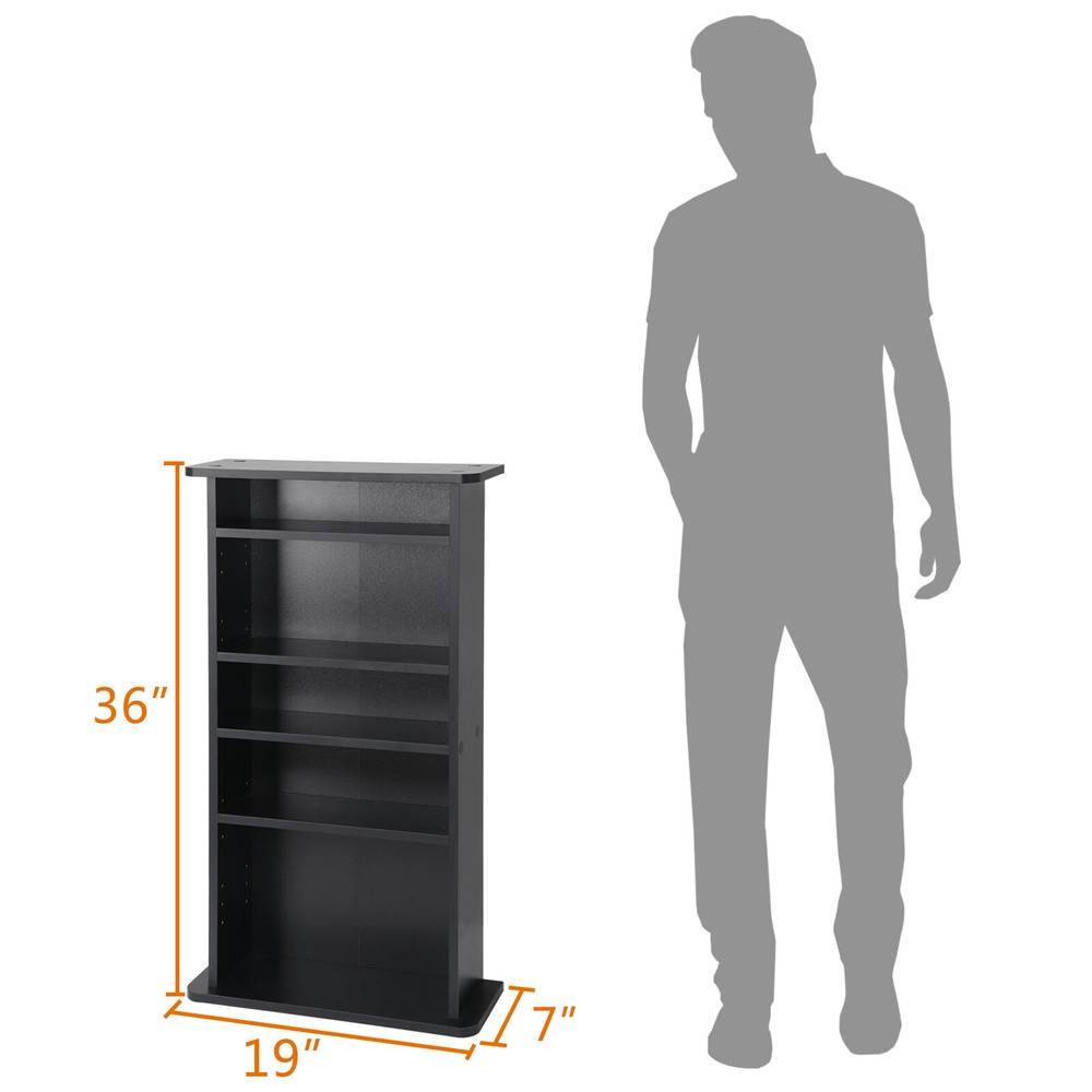 5 Layer Multimedia Storage Cabinet Rack Book Shelf Organizer Stand Audio Tower