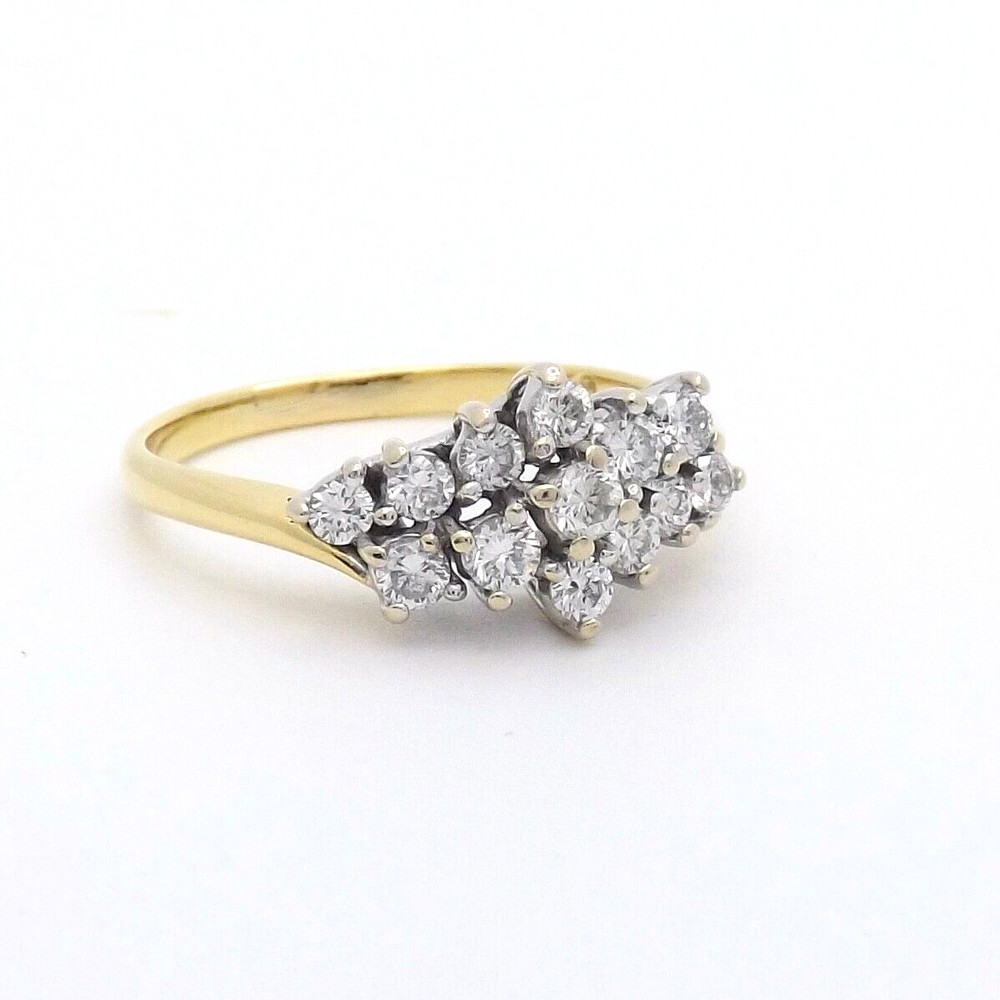 Solid 18k Gold Diamond Waterfall Bypass Wedding Anniversary Band Ring Setting