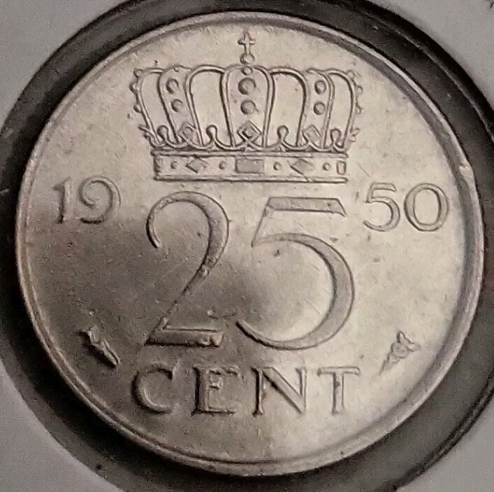 1950 Netherlands 25 Cents KM# 183 (1149)