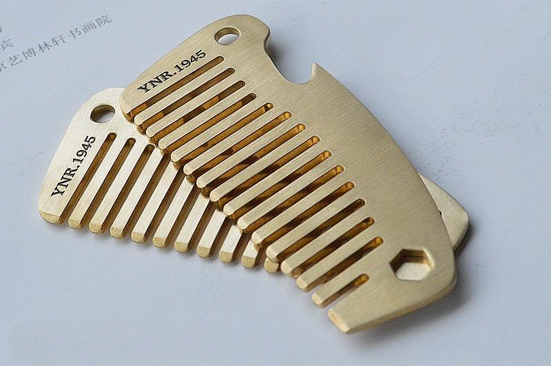 Solid Brass Hair Beared Comb with Bottle Opener Wrench EDC Portable Multi Tools