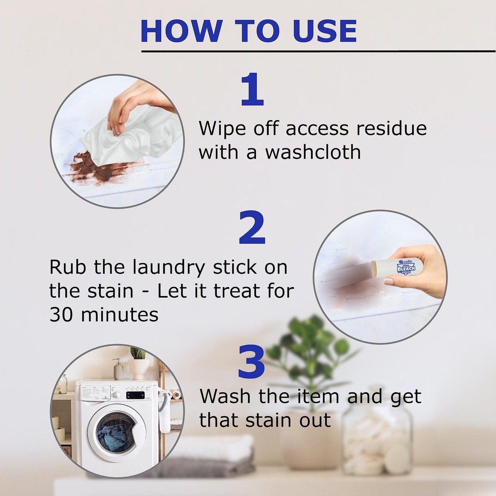 Solid Bleach in a Stick - Concentrated and Natural Stain Remover Solution for...