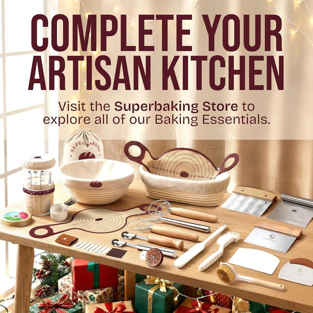 Complete Sourdough Starter Kit & Banneton Basket Set