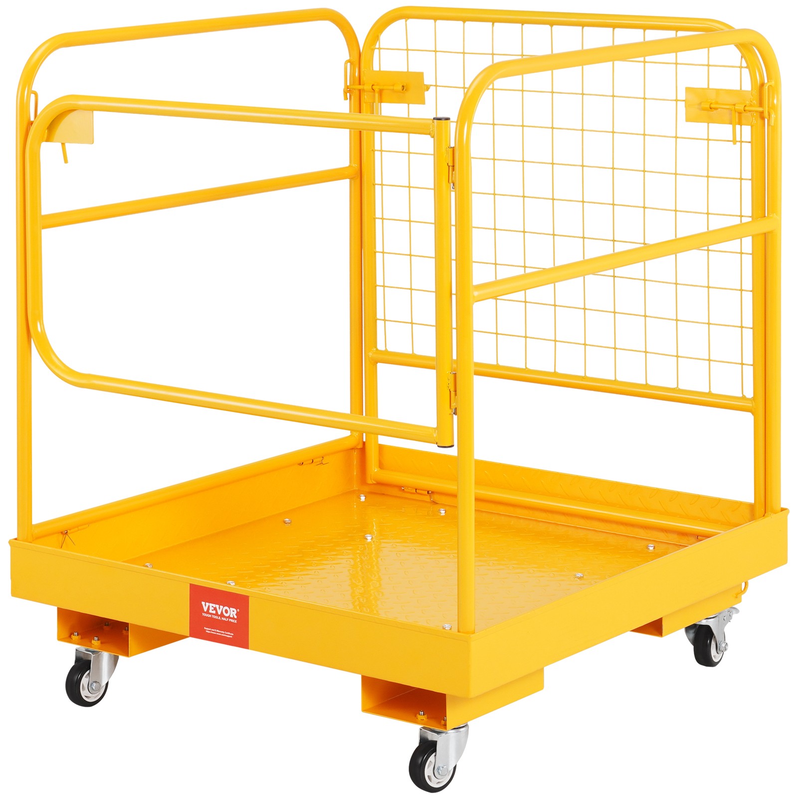 VEVOR Forklift Safety Cage Work Platform 36x36 in 1200lbs with Wheels for Aerial