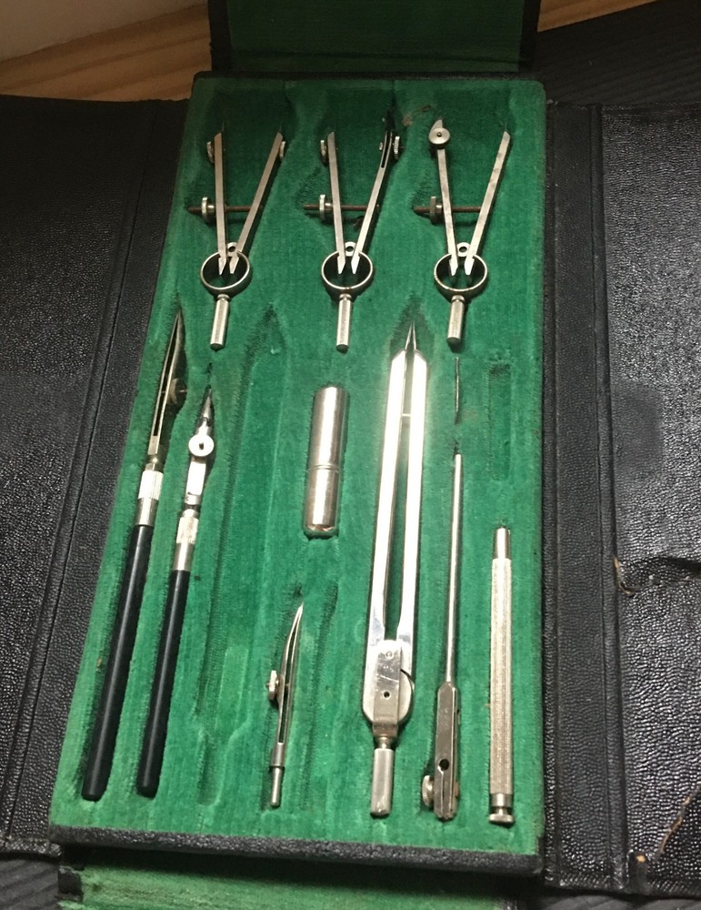 Vintage Tower Precision Drafting & Drawing Instrument Tool Set in Case Germany