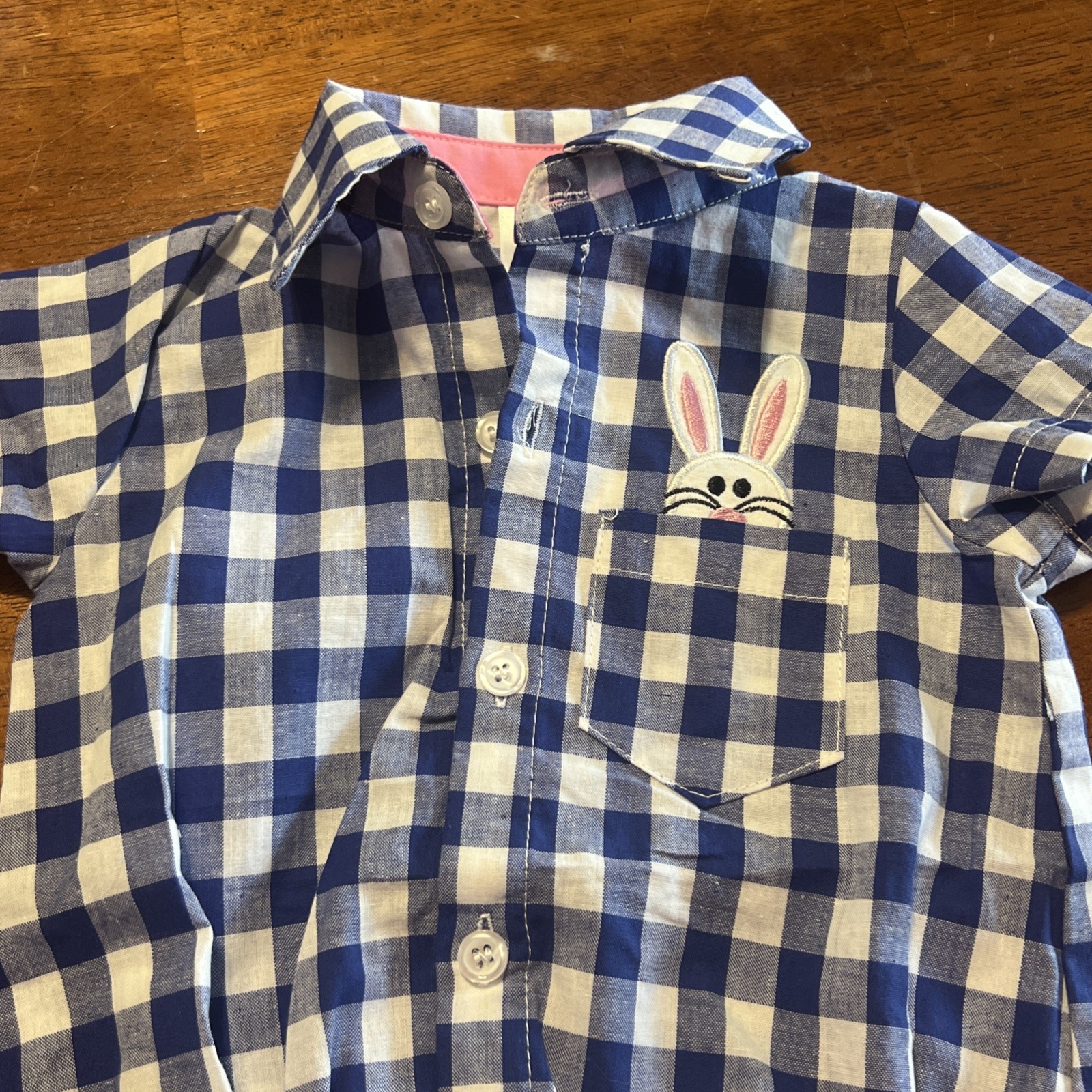 Boys 6M 6 Months Easter Bunny Clothes Plaid Blue