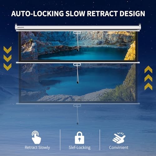 84'' Projector Screen Manual Pull Down - 16:9 HD Retractable 84 Inch