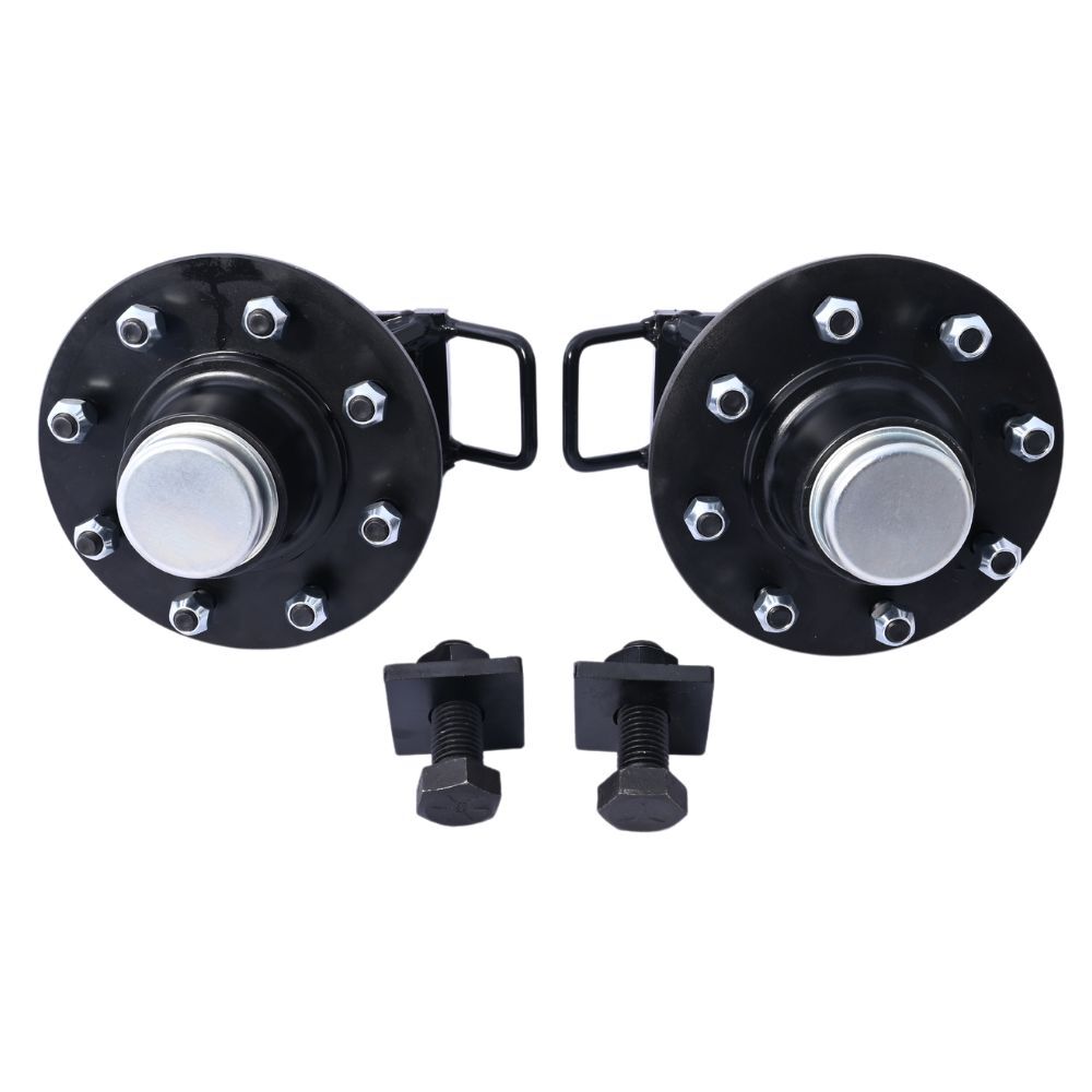 Pair 8 x 6.5 Lug 9000LB Shipping Container Wheels, Bolt-on Spindle Kit