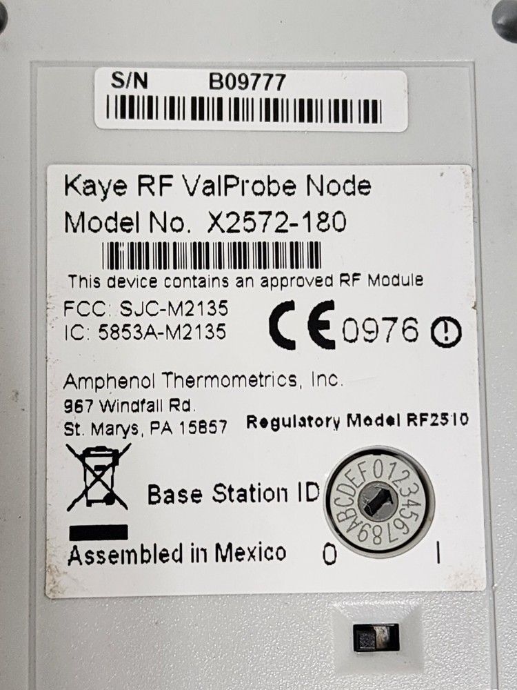 Kaye RF ValProbe X2558M Base Station w/X2572 & X2575M Sensor Node