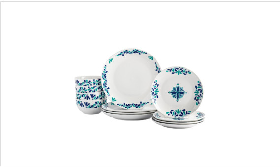 New ! Camilla Round 12 pc Dinnerware Set, Service for 4