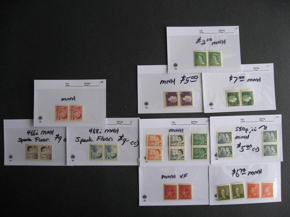 CANADA 14 different older MNH coil pairs, nice wee group here!!