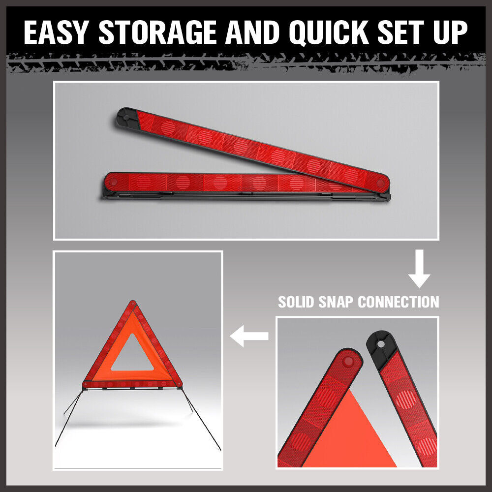 Emergency Warning Triangle DOT Approved Reflective Safety Roadside Kit for Car