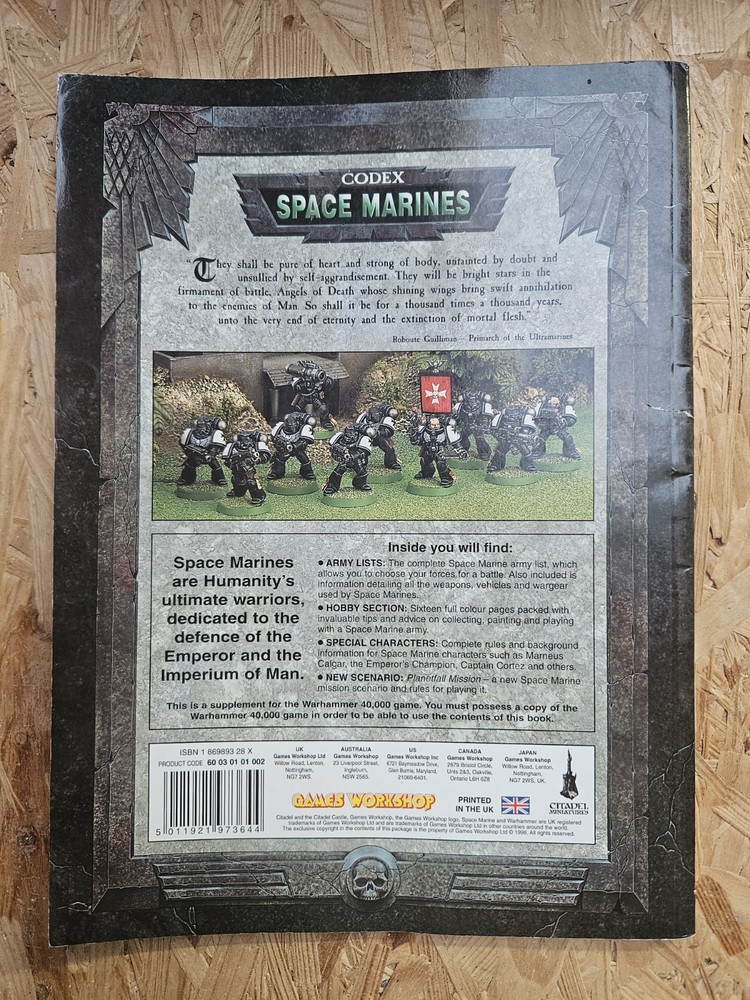 Warhammer 40k Space Marine Codex 3rd Edition Codex 4th Print 2002