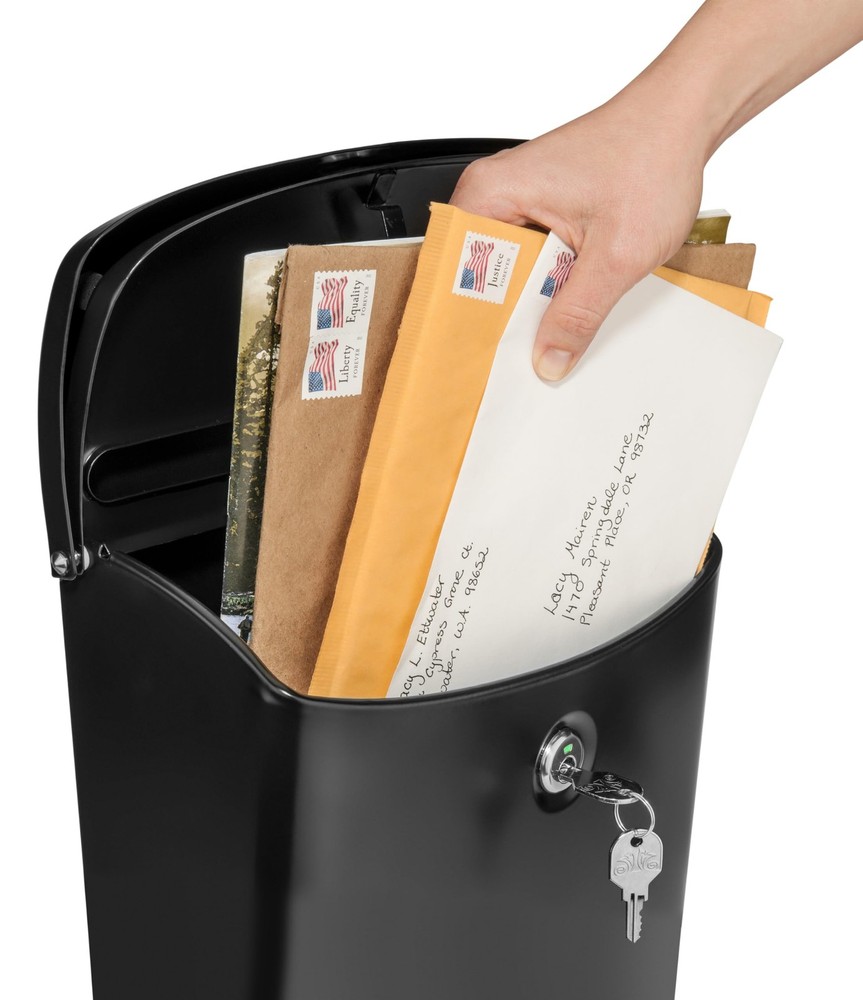 Parkside Locking Vertical WallMounted Mailbox Metal Galvanized Drop Black