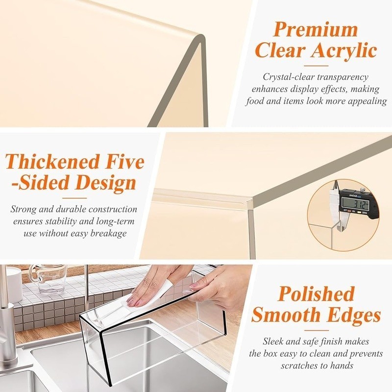 Acrylic Display Risers Set 8 Piece Clear Cube Storage Boxes Whiteboards Markers