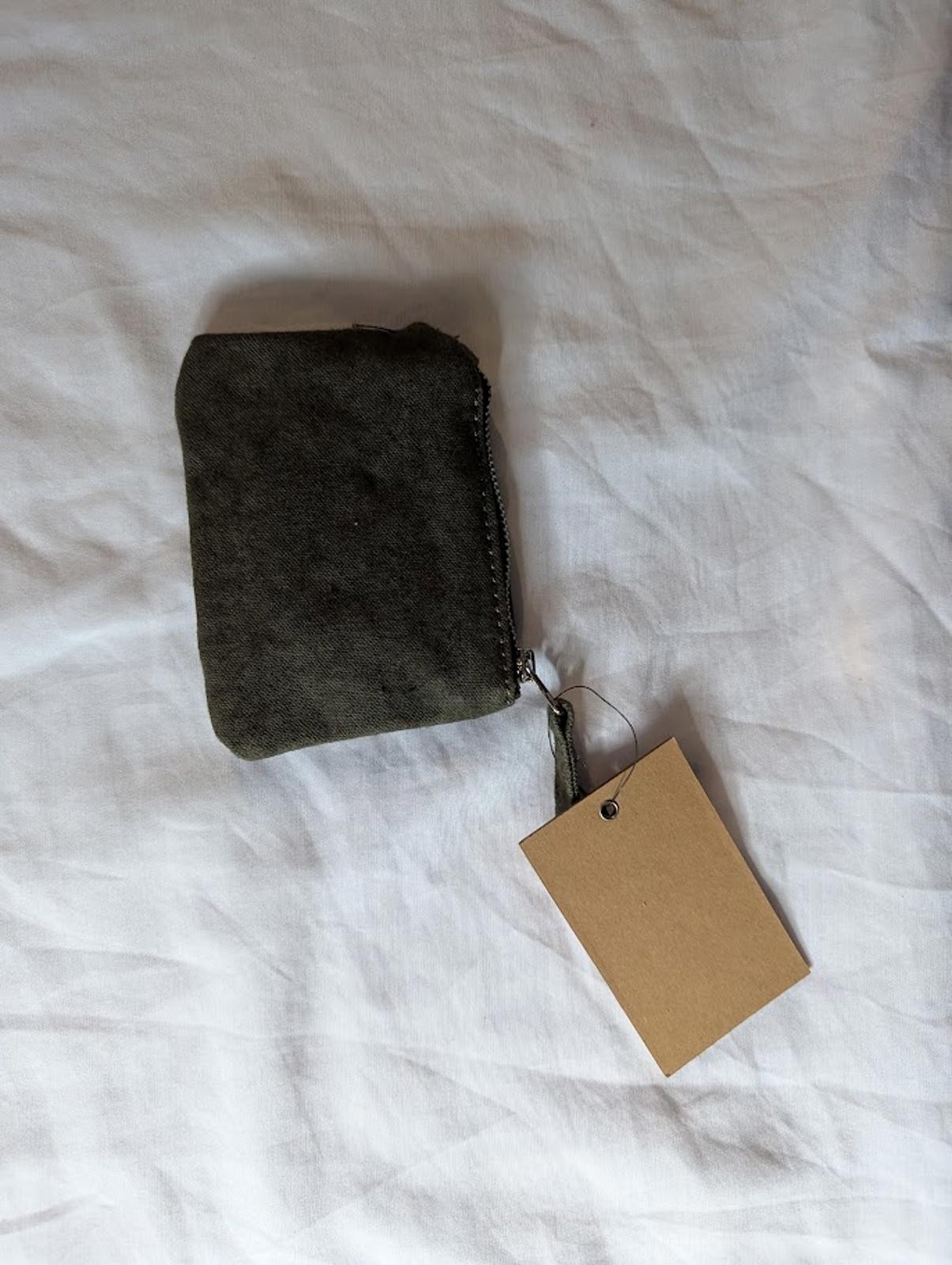 Stüssy Canvas Coin Pouch Wallet Olive Green Basic Stock Logo Embroidered NWT