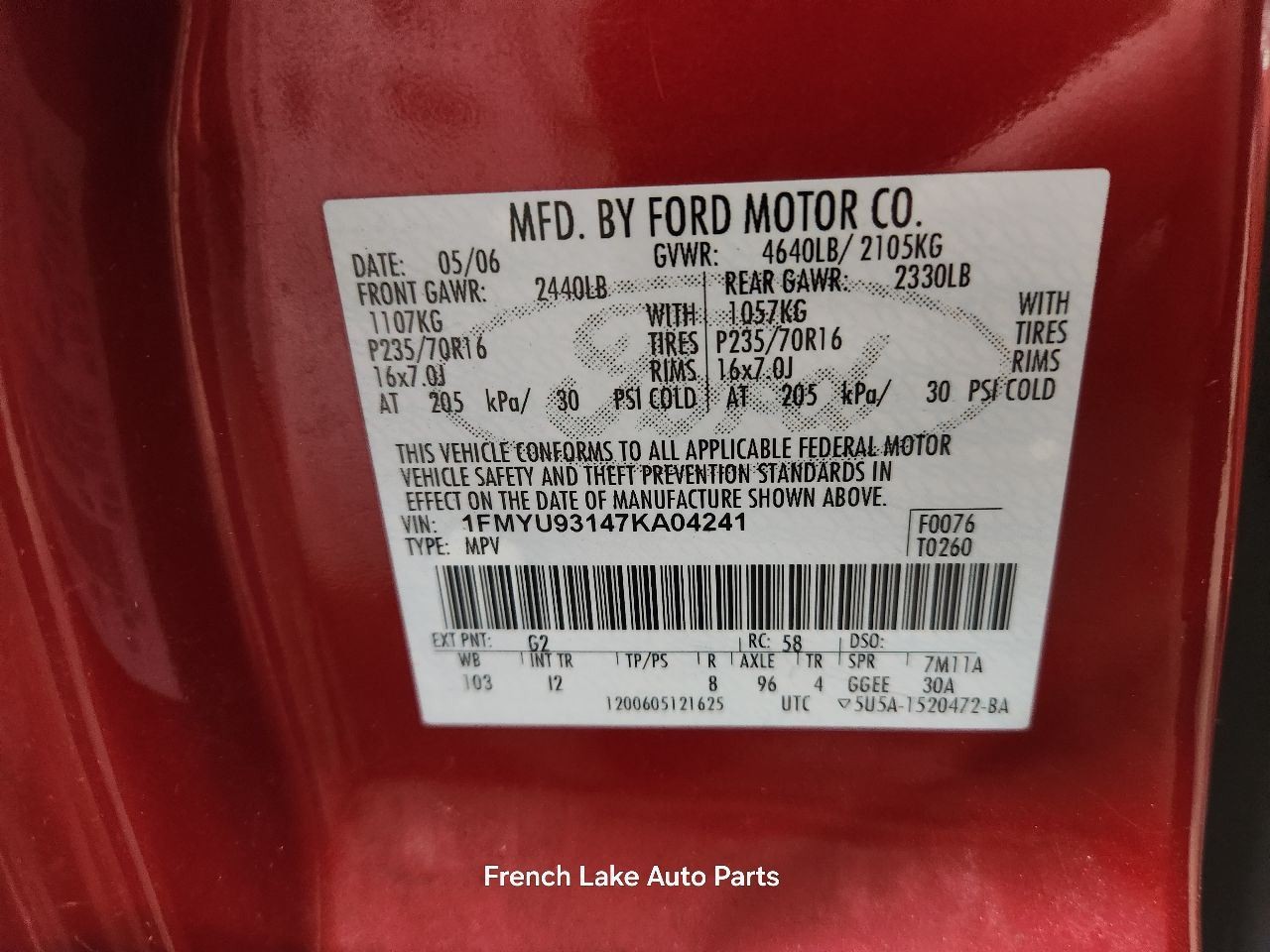 Automatic Transmission AWD VIN 1 C4DE 3.0L Fits 07-08 ESCAPE 1311505