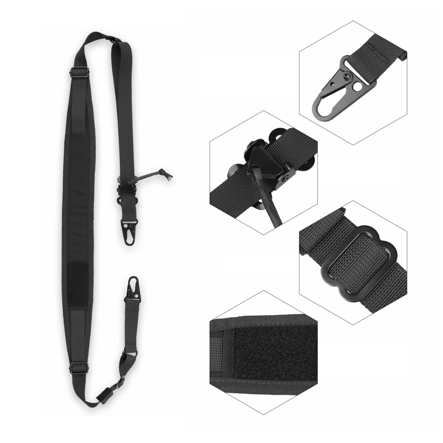 MK2 Sniper Sling Padded Gun Sling 2 Point Sling Quick Adjust Black