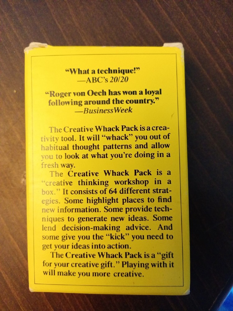 Roger Von Oech's Creative Whack Pack creativity deck cards 64 complete 1992