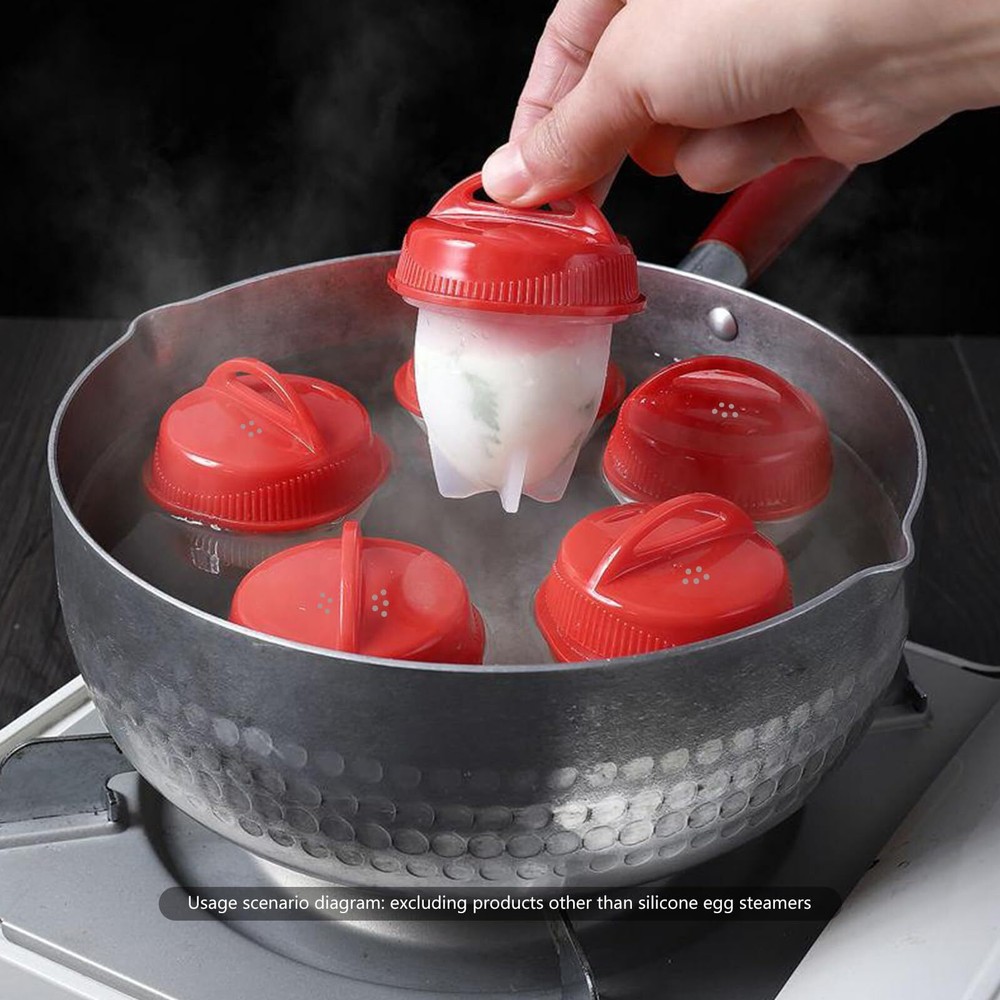 Hard Boiled Egg Maker 6-Piece Shell-Free Egg Cooker Set Non-Stick Easy-Clean ...