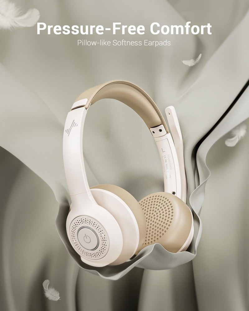 Wireless Headset with AI Noise Cancelling Microphone Bluetooth Headset - Blue...