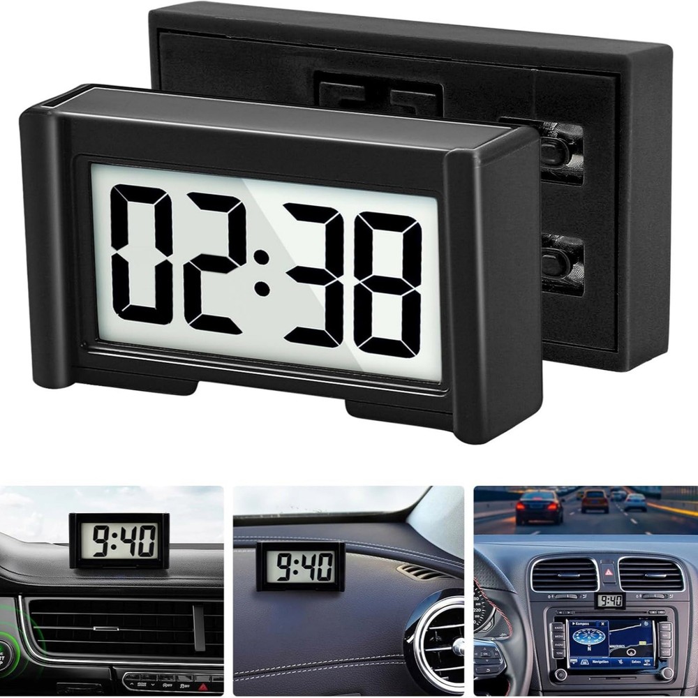 High Quality 3 Pack Mini Digital Clock Small Adhesive Stick On LCD Display Clear