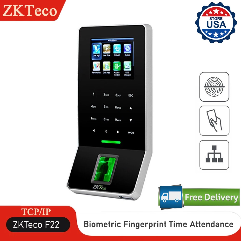 ZKTeco F22 Biometric Fingerprint Time Clock Attendance Machine Office Employee