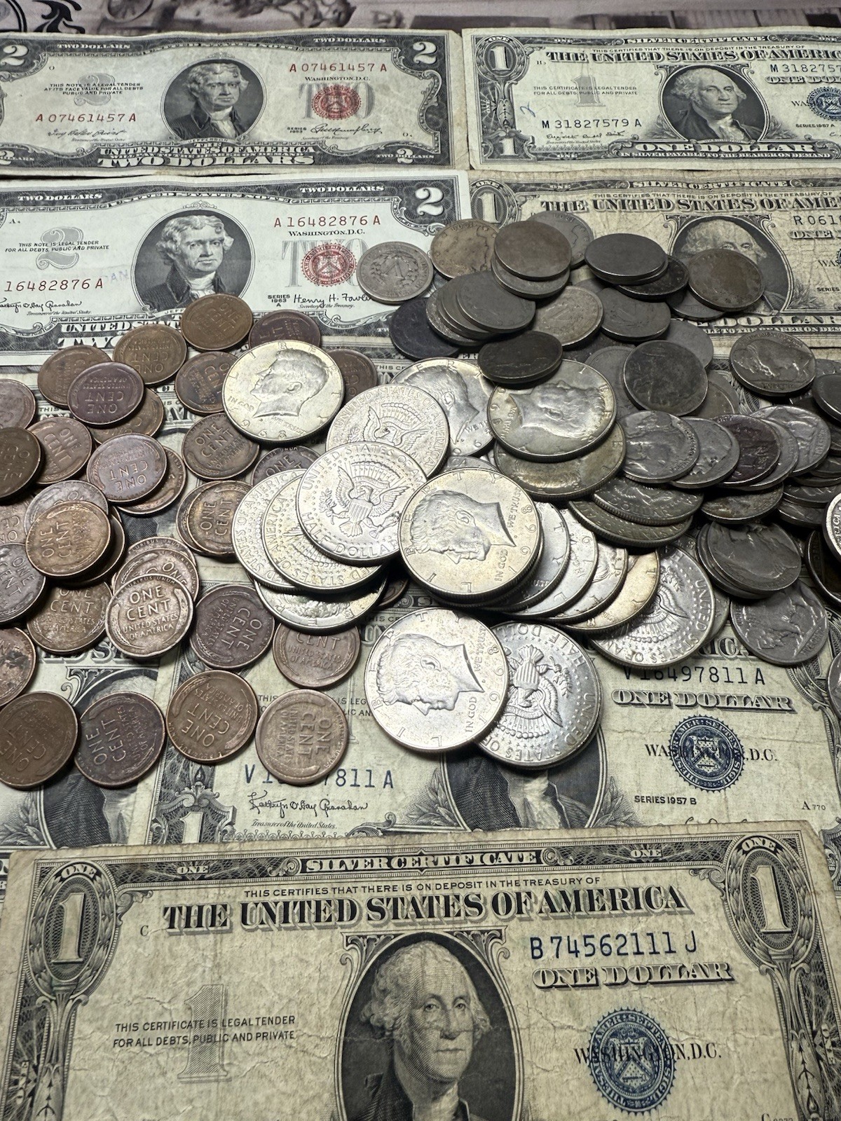 Estate Sale Lot Coin Grab Bag Silver Half Dollars Wheats V Nickels 9 Coin Lot