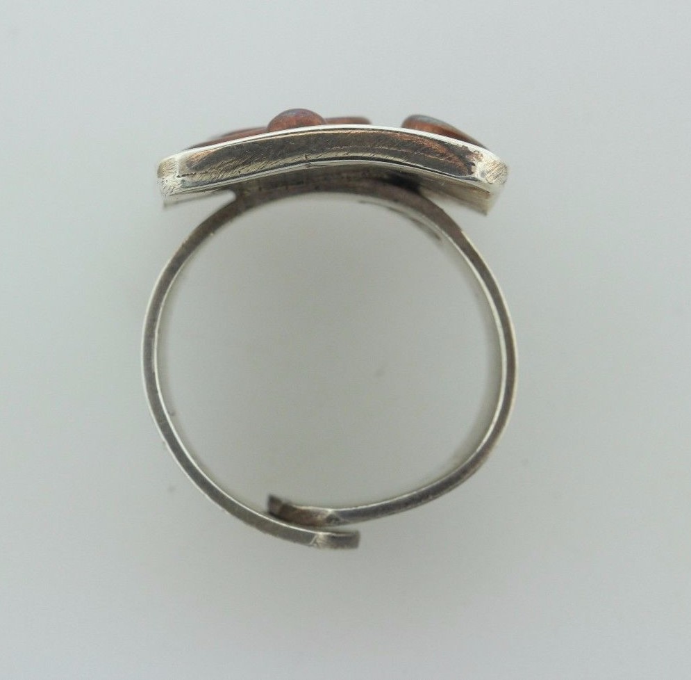 Handcrafted Sterling Silver 925 Square with Copper Circles Ring - Adjustable