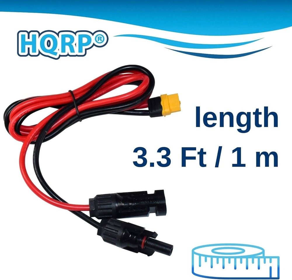 3.3Ft Solar Connector XT60 Adapter Charge Cable for Solar Panel, RV, Generator