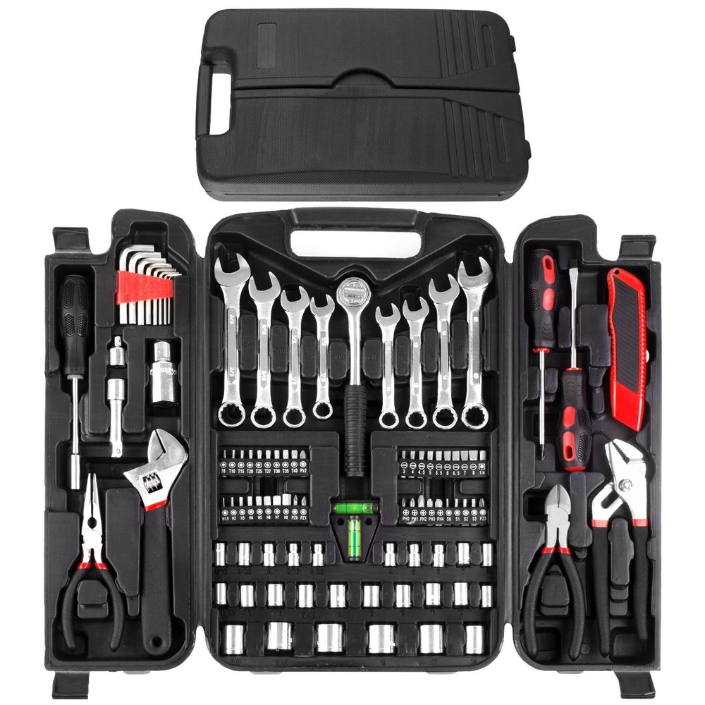 95 Piece Tool Set, Tool Kit, Mechanics Tool Set with Wrench Pliers Socket Bits